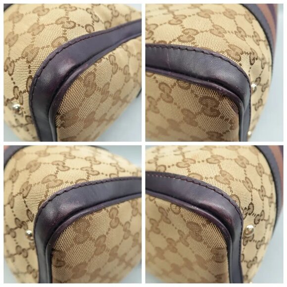 100% Authentic GUCCI Boston Brown GG Canvas Satchel 571-091824 - Picture 6 of 12